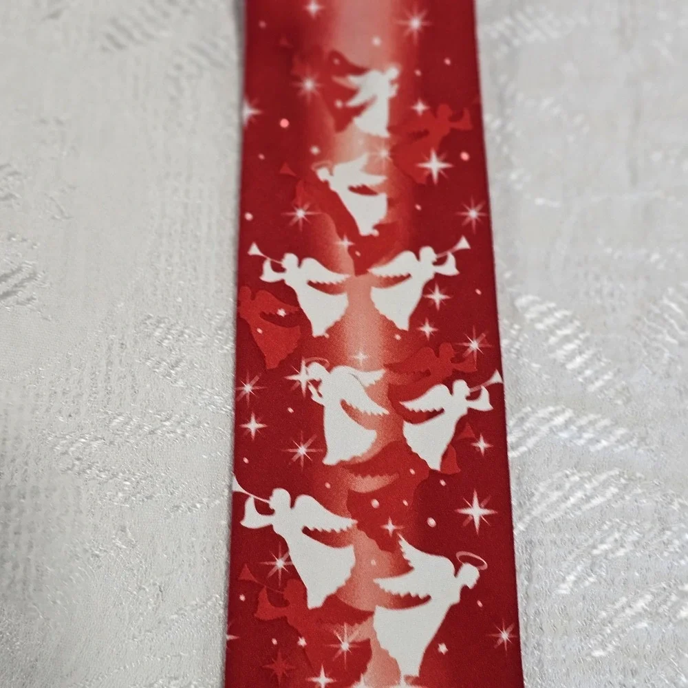 Tie Tales Mens Christmas Nativity Scene Tie Red Religious Holiday Angels